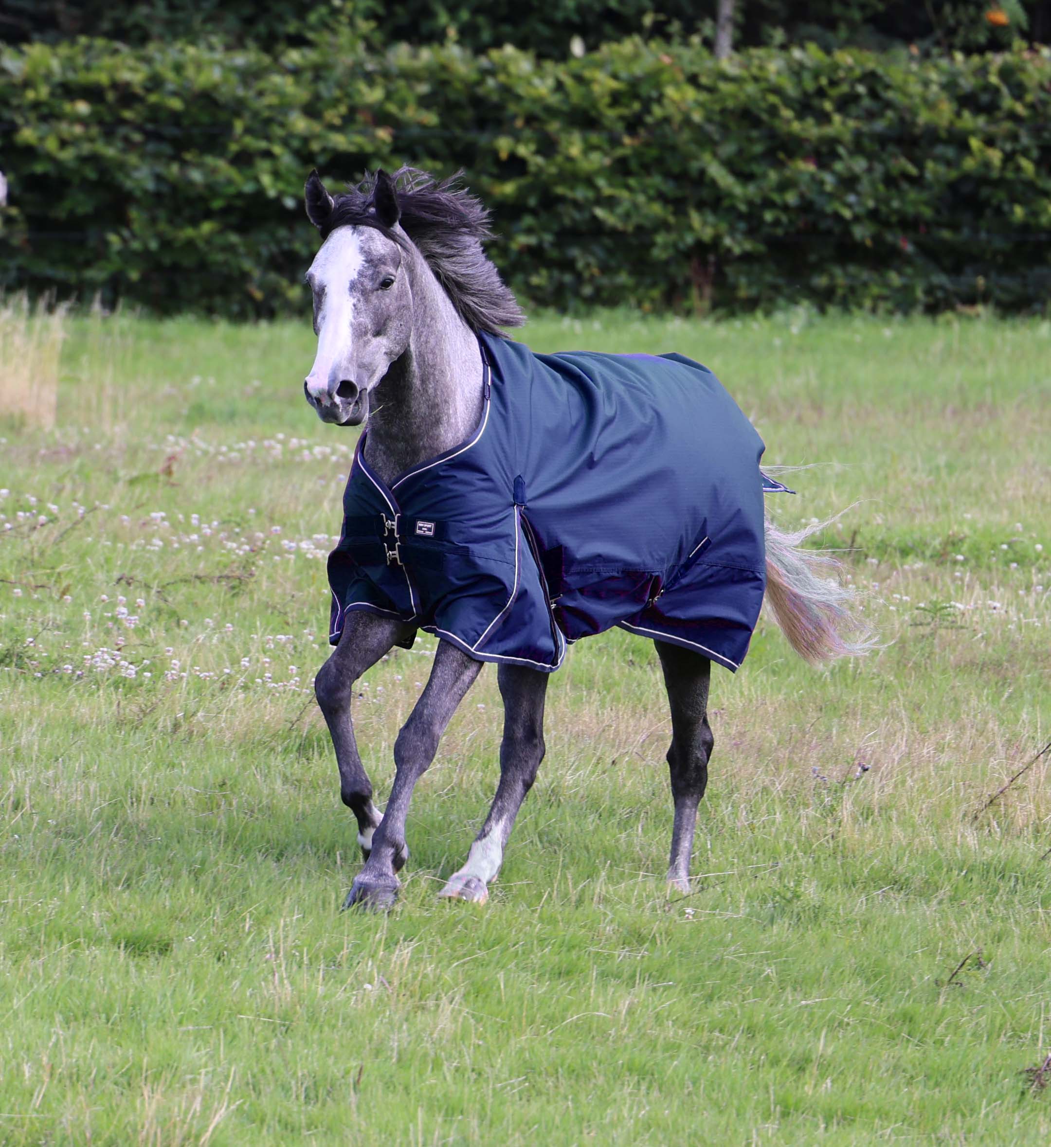 Vinterdækken i 350g i farven navy set forfra.